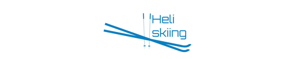 weißer Banner mit dem Logo des fiktiven Firma "Heliskiing"
